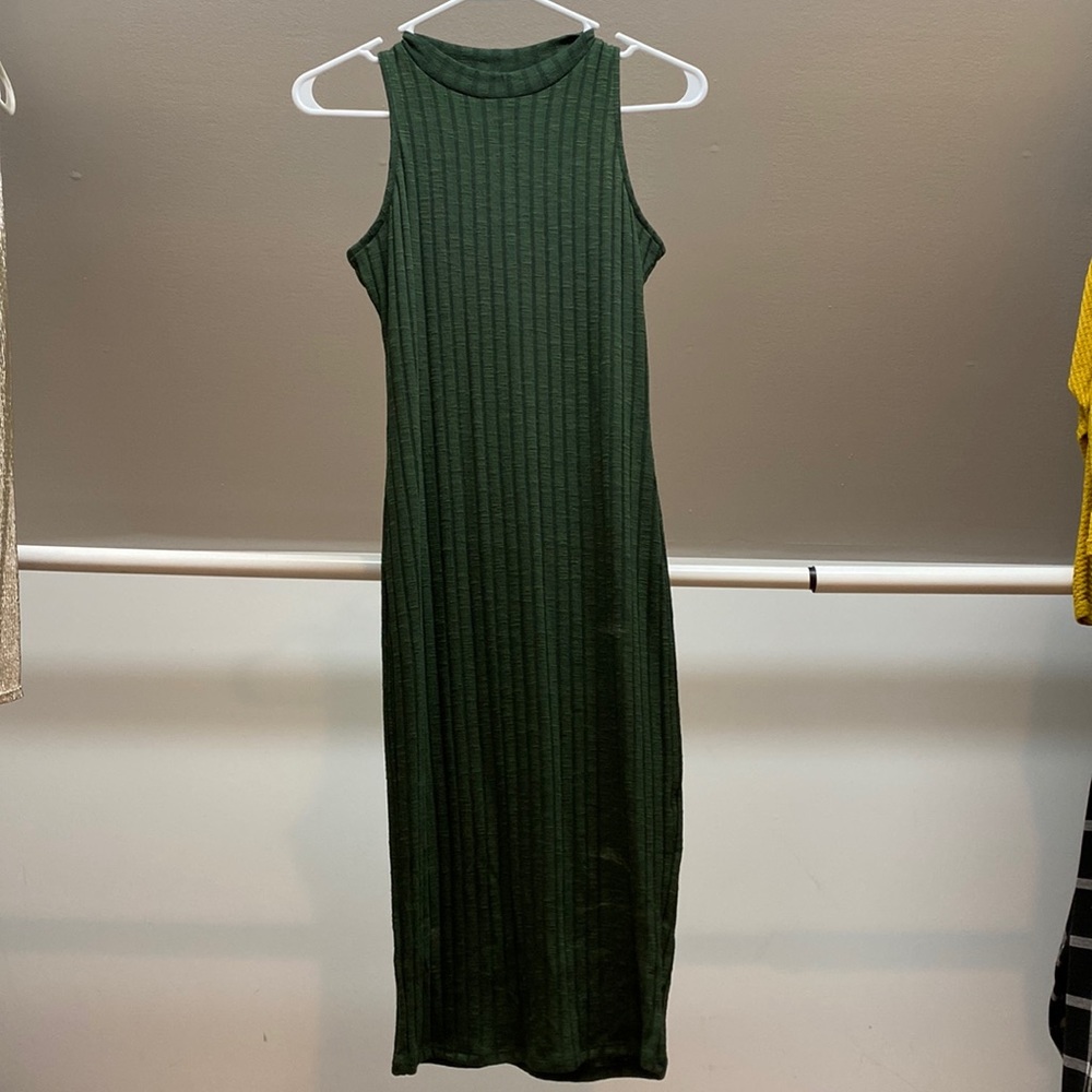 Olive green sweater tank dress